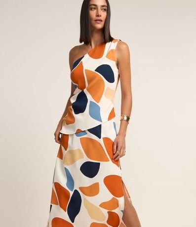 Pollera Evasê en Crepé con Estampa Abstracta 2