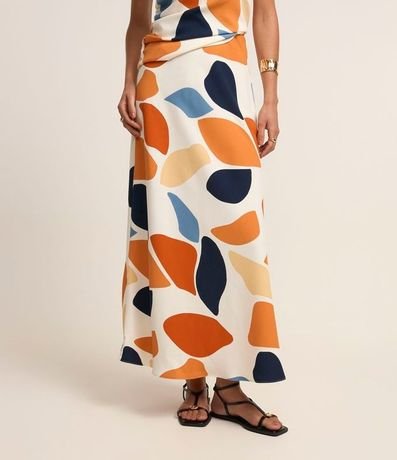 Pollera Evasê en Crepé con Estampa Abstracta 3