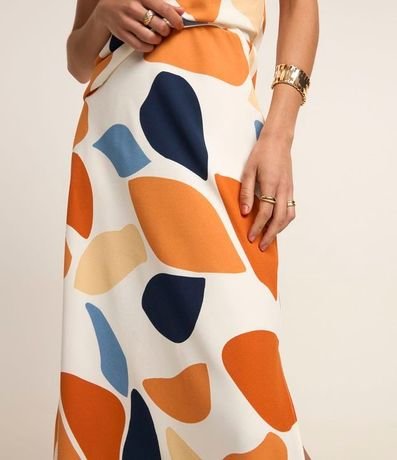 Pollera Evasê en Crepé con Estampa Abstracta 4