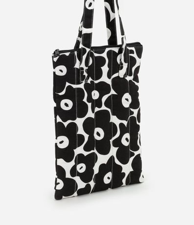 Case de Notebook con Asa y Estampa Floral Bicolor