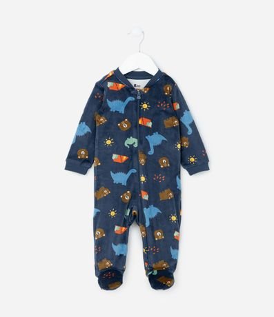 Mono Infantil en Plush con Estampa Dinos - Talle RN a 24 meses