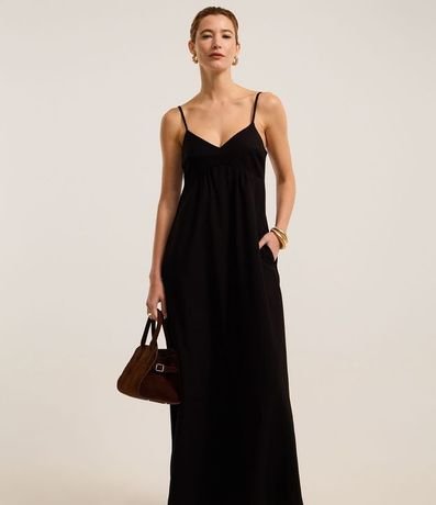 Vestido Evasé Largo en Crepé con Recorte en el Busto 2