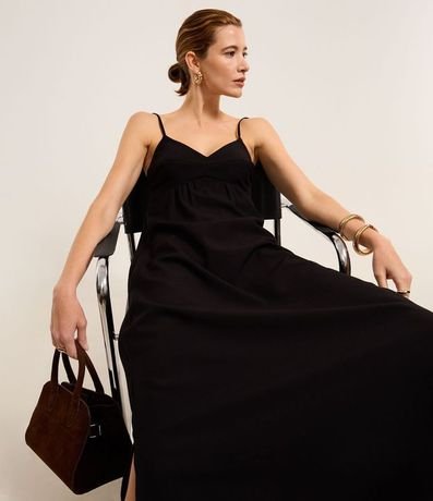 Vestido Evasé Largo en Crepé con Recorte en el Busto 6