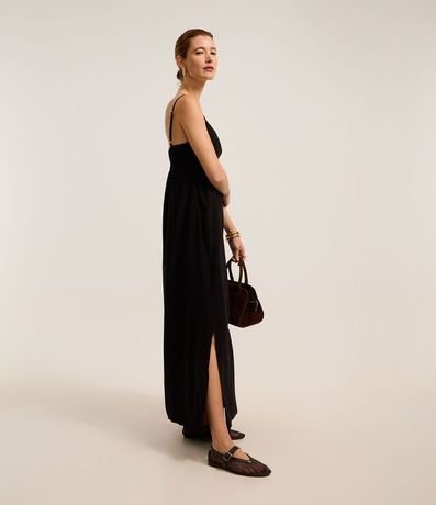 Vestido Evasé Largo en Crepé con Recorte en el Busto 7