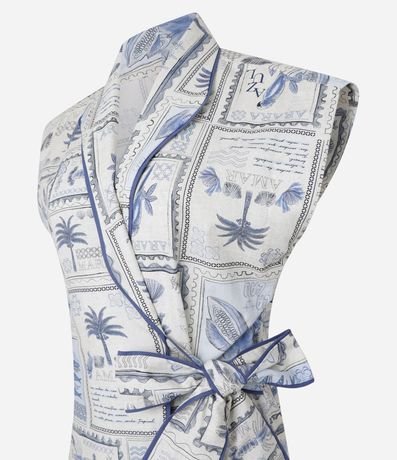 Enterito Tricolina Estampa de Cocoteros y Lazo en la Cintura 7
