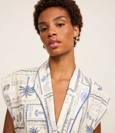 Enterito Tricolina Estampa de Cocoteros y Lazo en la Cintura 4