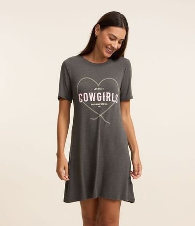 Camisón Corta en Viscosa con Estampa de Corazón Cowgirls