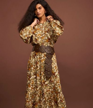 Vestido Western Bata Evasê en Viscosa con Estampa Floral Liberty