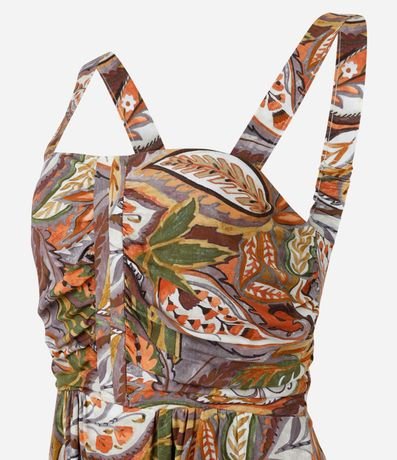 Vestido Western Evasê Midi en Viscosa con Estampa Follaje 8