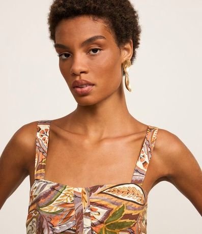 Vestido Western Evasê Midi en Viscosa con Estampa Follaje 3