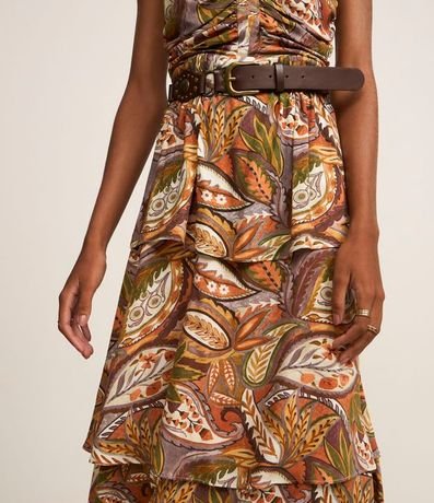 Vestido Western Evasê Midi en Viscosa con Estampa Follaje 4