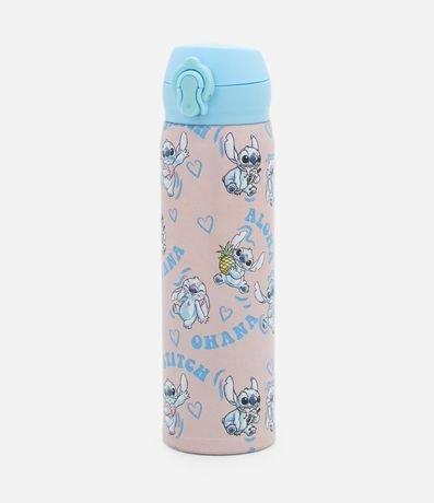 Botella Térmica en Metal con Botón de Cierre y Estampa Stitch