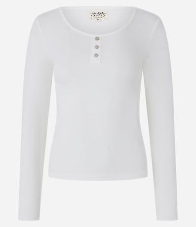 Blusa Pijama Acanalada con Botones en el Cuello Redondo 4