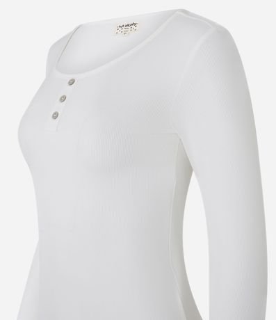 Blusa Pijama Acanalada con Botones en el Cuello Redondo 5