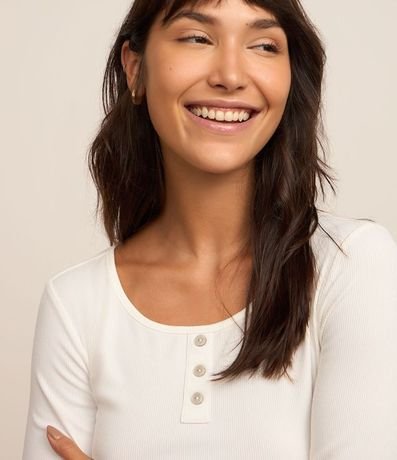 Blusa Pijama Acanalada con Botones en el Cuello Redondo 3