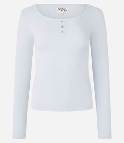 Blusa de Pijama en Rib con Cuello Redondo y Botones 5