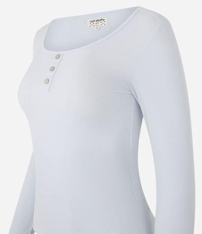 Blusa de Pijama en Rib con Cuello Redondo y Botones 7