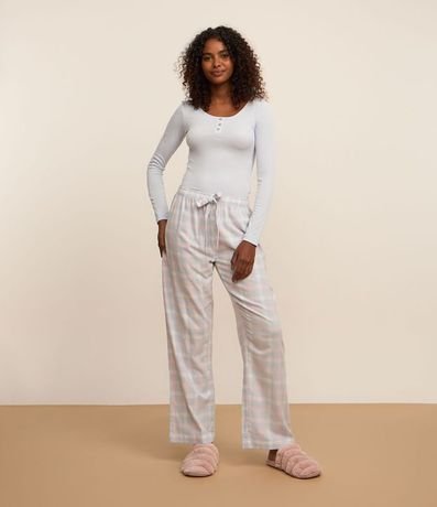 Blusa de Pijama en Rib con Cuello Redondo y Botones 2