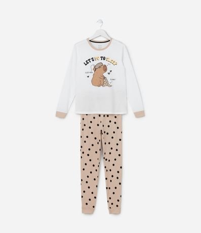 Pijama Larga Infantil con Estampa Capivara - Talle 5 a 14 años