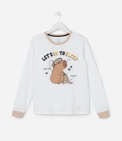 Pijama Larga Infantil con Estampa Capivara - Talle 5 a 14 años 2