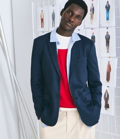 Saco de Traje Slim en Poliviscose con Textura Acanalada Leve