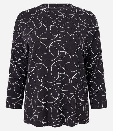 Blusa en Viscosa con Manga 7/8 y Estampa Geométrico