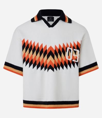 Remera Polo Boxy en Punto con Estampa Abstracta 5