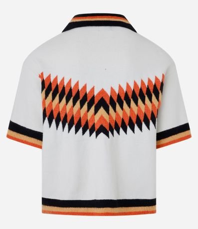 Remera Polo Boxy en Punto con Estampa Abstracta 7