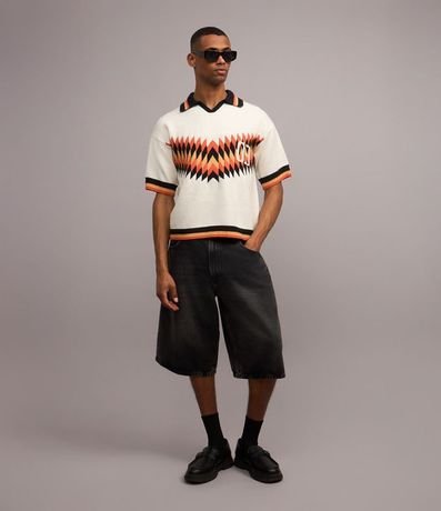 Remera Polo Boxy en Punto con Estampa Abstracta 2