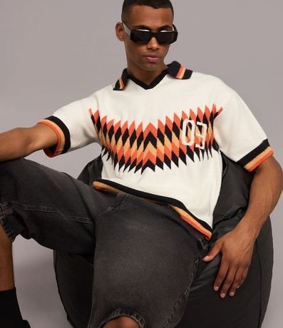 Remera Polo Boxy en Punto con Estampa Abstracta 3