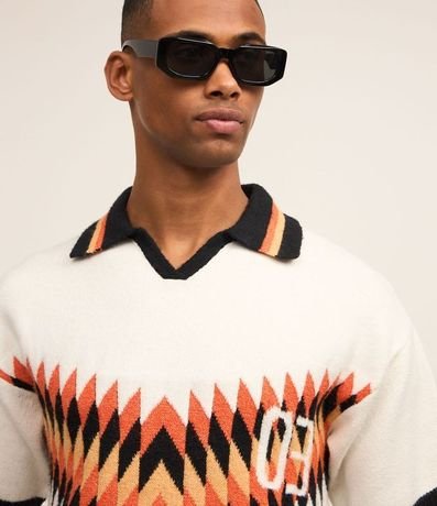 Remera Polo Boxy en Punto con Estampa Abstracta 4