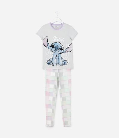 Pijama Largo Infantil en Algodón con Estampa Stitch - Talle 5 al 14 años