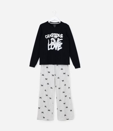 Pijama Largo Infantil con Estampa Lettering Gratife 1