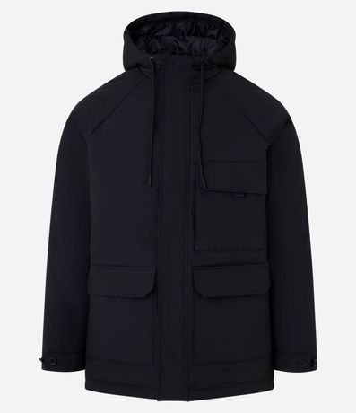 Campera Parka en Poliamida con Capucha y Bolsillos de Solapa 7