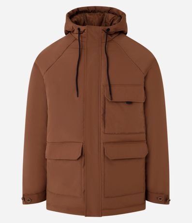 Campera Parka en Poliamida con Capucha y Bolsillos de Solapa 6