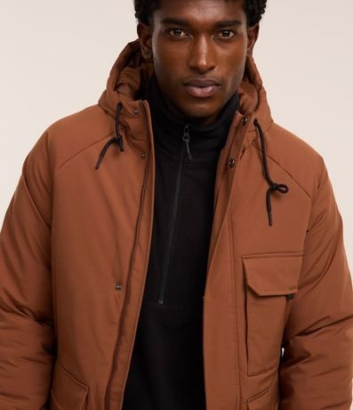Campera Parka en Poliamida con Capucha y Bolsillos de Solapa 5