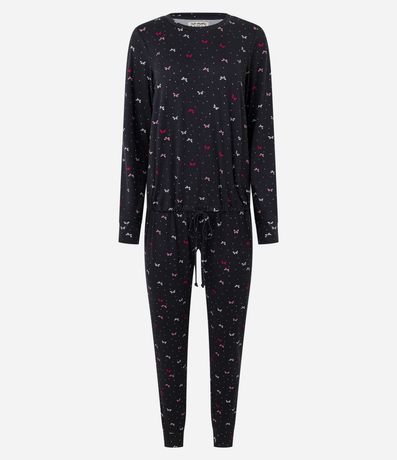 Pijama Largo con Lazo en la Parte Baja y Estampa Lacitos 4