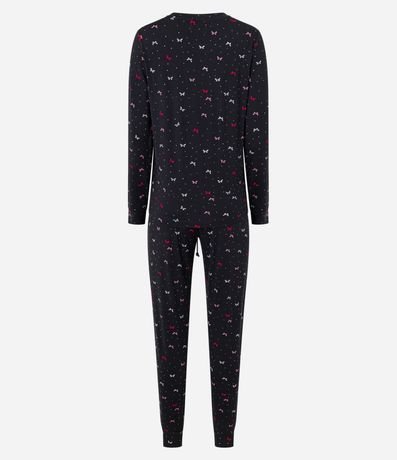 Pijama Largo con Lazo en la Parte Baja y Estampa Lacitos 5