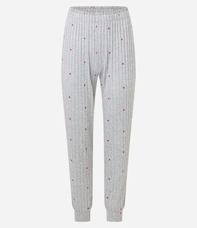 Pijama Largo en Punto con Estampa de Corazones 7