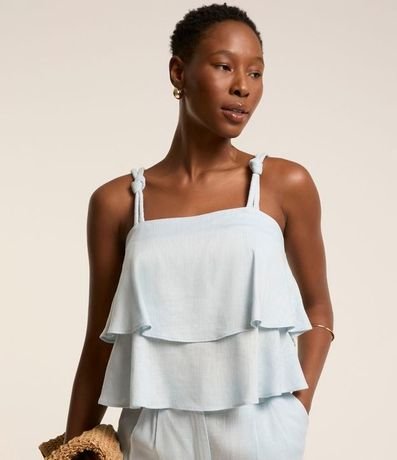 Blusa de breteles en Viscolino con Volados Sobrepuestos