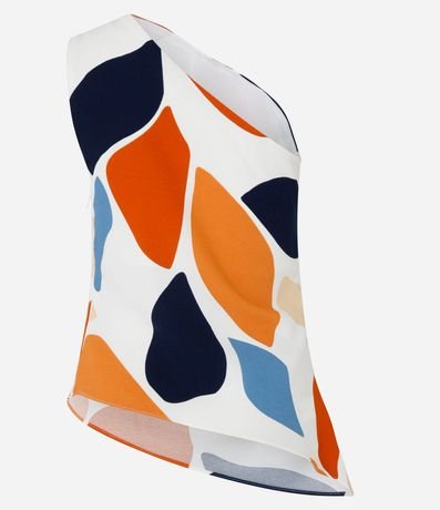 Blusa Hombro Único con Bajo Asimétrica y Estampa Abstracta 6