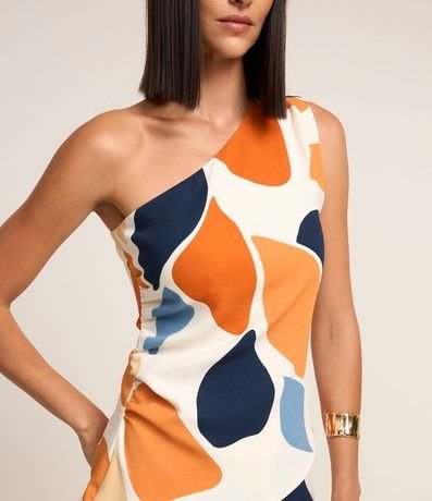 Blusa Hombro Único con Bajo Asimétrica y Estampa Abstracta 4