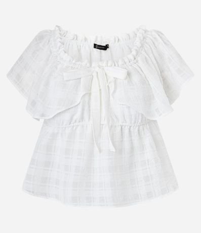 Blusa de Gasa Peplum con Textura y Lazo Delantero 4
