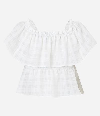 Blusa de Gasa Peplum con Textura y Lazo Delantero 6