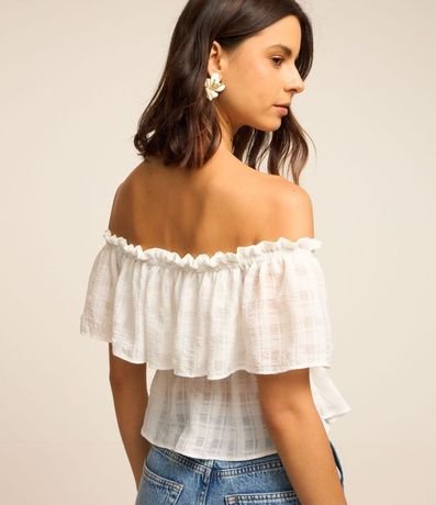 Blusa de Gasa Peplum con Textura y Lazo Delantero 2