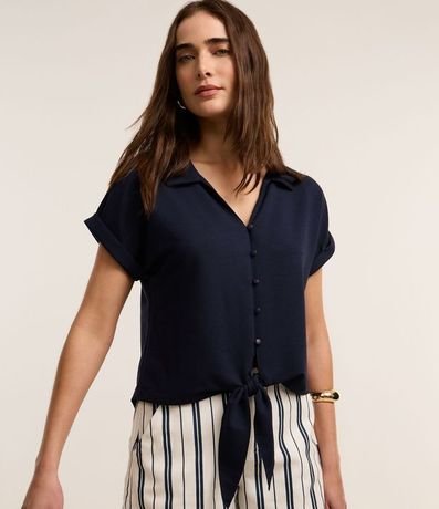 Camisa en Viscosa con Lazo en el Bajo