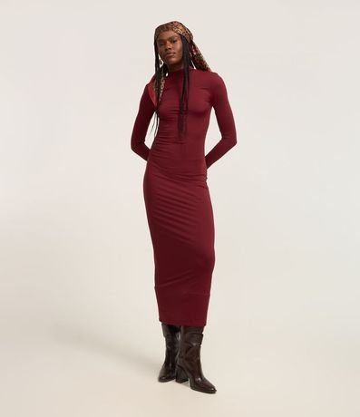 Vestido New Midi con Cuello Alto y Hombreras