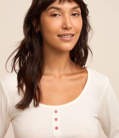 Pijama Largo en Rib con Botones y Estampa Girly 2