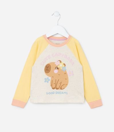 Pijama Largo Infantil con Estampa Carpincho con Flores - Talle 2 a 6 años 2