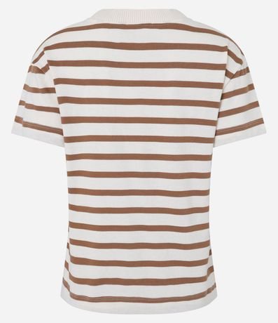 Remera Manga Corta en Algodón con Rayas Verticales y Cuello Redondo 6